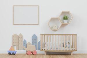 3d mockup foto kader in kinderen kamer renderen