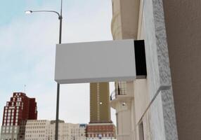 3d mockup blanco aanplakbord in downtown renderen foto