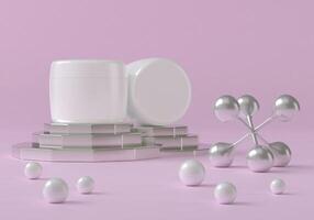 een bespotten omhoog van realistisch blanco kunstmatig buis geïsoleerd Aan helder roze achtergrond, 3d renderen , 3d illustratie foto