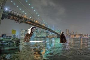 Manhattan nacht visie van Brooklyn foto