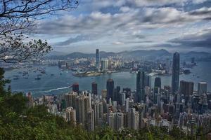 hong kong panorama uitzicht vanaf de piek foto