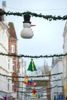 Kerstmis decoratie in huxstraße lubeck noorden Duitsland straat foto