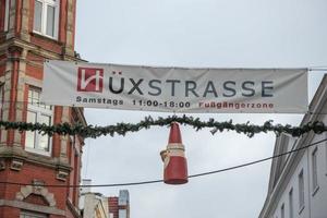 Kerstmis decoratie in huxstraße lubeck noorden Duitsland straat foto