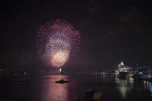 nieuw jaar vuurwerk in Stockholm haven Zweden foto