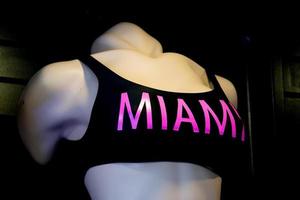Miami strand teken dichtbij omhoog detail foto
