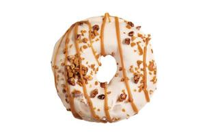 789 donut met wit chocola geïsoleerd Aan een transparant achtergrond foto