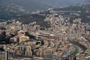 Genua stad- marassi voetbal stadion antenne visie foto