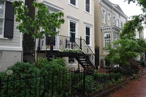 Georgetown dc Washington huizen onder de regen foto