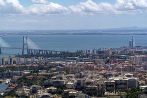 Lissabon vasco da gama brug antenne visie panorama foto