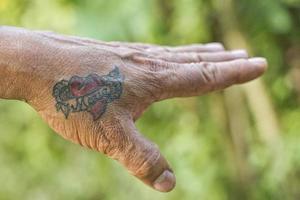 Maria tattoo Aan mannetje hand- foto