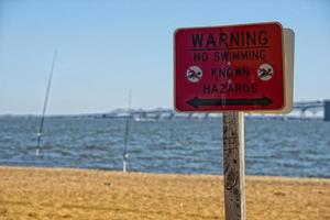 waarschuwing Nee zwemmen teken foto