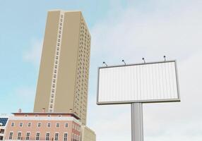 3d mockup blanco aanplakbord in downtown renderen foto