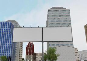 3d mockup blanco aanplakbord in downtown renderen foto