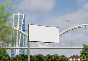 3d mockup blanco aanplakbord in downtown renderen foto