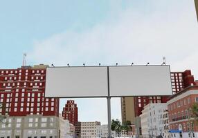 3d mockup blanco aanplakbord in downtown renderen foto