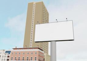 3d mockup blanco aanplakbord in downtown renderen foto