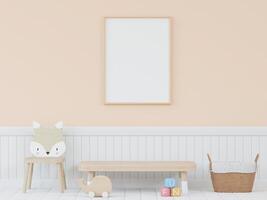 3d mockup foto kader in kinderen kamer renderen