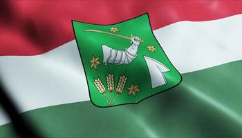 3d geven golvend Hongarije stad vlag van kaba detailopname visie foto