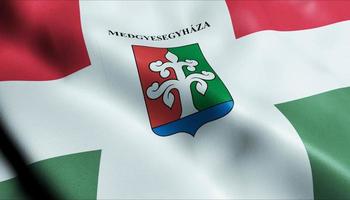 3d geven golvend Hongarije stad vlag van medgyesegyhaza detailopname visie foto
