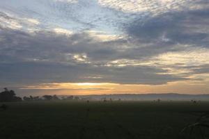 een sereen landelijk landschap van boerderijen foto