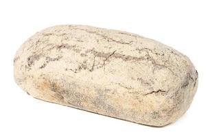 gebakken rogge meel brood in de vorm van een steen Aan een wit geïsoleerd achtergrond foto