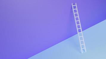 3d renderen van een ladder in voorkant van een Purper muur. foto