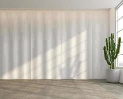zolder stijl leeg kamer met minimalistische wit lat muur. 3d renderen foto