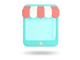 mobiel winkelen. online boodschappen doen icoon. 3d geven illustratie. foto