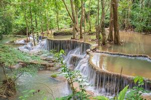 landschap van huai mae khamin waterval srinakarin nationaal park Bij kanchanaburi thailand.huai mae khamin waterval zesde verdieping dong phi aanklagen foto