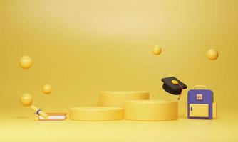 geel podium of Product Scherm voetstuk schrijfbehoeften 3d renderen foto