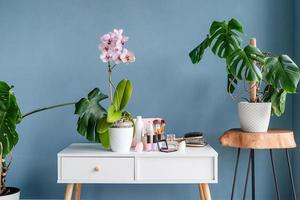 elegant kamer interieur met elegant dressing tafel en planten foto