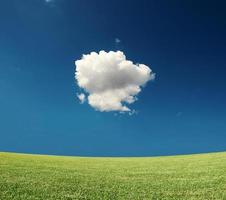 groen veld- met een wolk in de lucht foto