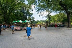 nieuw york stad, Verenigde Staten van Amerika - augustus 8, 2019-mensen wandelen in centraal park gedurende een zonnig dag foto