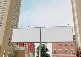 3d mockup blanco aanplakbord in downtown renderen foto