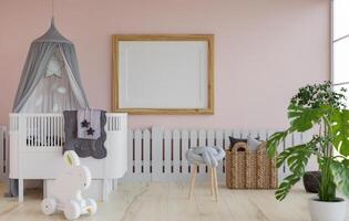 3d mockup blanco wit bord in kinderen kamer renderen foto