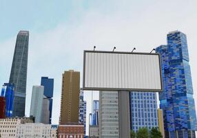 3d mockup blanco aanplakbord in downtown renderen foto