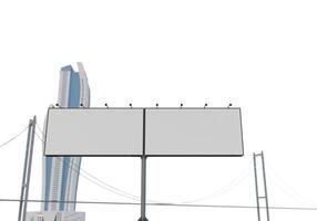 3d mockup blanco aanplakbord in downtown renderen foto