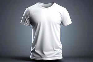 een wit t-shirt met een blanco etiket Aan het met generatief ai foto