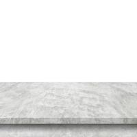 leeg cement tafel Aan geïsoleerd wit achtergrond met kopiëren ruimte en Scherm montage voor Product. foto
