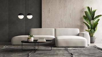 minimalistisch interieur van een moderne woonkamer in 3D-rendering