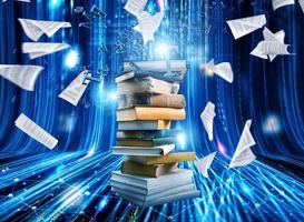 digitalisering werkwijze van boeken naar e-boeken. van papier naar digitaal foto