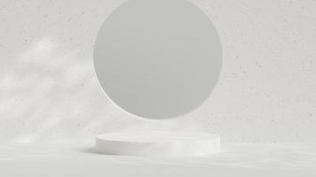 3d weergegeven van minimalistisch circulaire meetkundig podium of voetstuk met wit gat zien door achtergrond geschikt voor Product Scherm foto