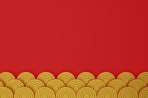 rood Chinese nieuw jaar achtergrond en goud munten, rood achtergrond, vieren Chinese nieuw jaar, 3d weergave. foto