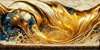 menging acryl verf marmeren bord goud vlokken goud stof illustratie ontwerp foto