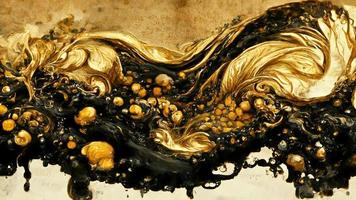 abstract illustratie alcohol inkt met goud en zwart kleur Aan marmeren foto