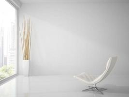 onderdeel van een schoon wit interieur met een witte fauteuil in 3D-rendering foto