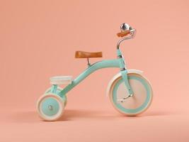 blauwe fiets op een roze achtergrond in 3d illustratie