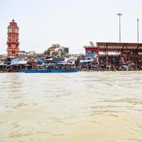 ganga zoals te zien in garh mukteshwar, uttar pradesh, india, de rivier de ganga wordt beschouwd als de heiligste rivier voor hindoes, een uitzicht op garh ganga brij ghat, een zeer beroemde religieuze plaats voor hindoes foto