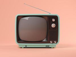 blauwe tv op een roze achtergrond in 3d illustratie foto