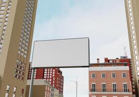 3d mockup blanco aanplakbord in downtown renderen foto